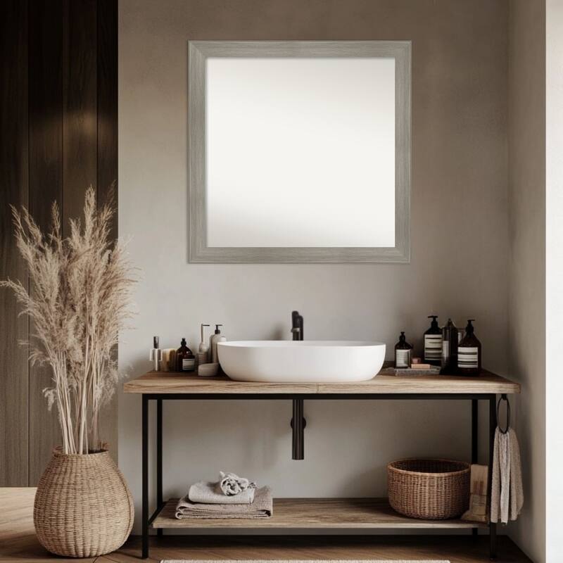 Grand Narrow Non-Beveled Framed Bathroom Vanity Wall Mirror