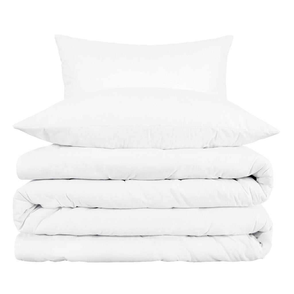 HomeRoots White King Cotton Blend 1000 Thread Count Washable Duvet Cover Set