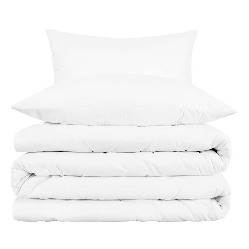 HomeRoots White Queen Cotton Blend 1000 Thread Count Washable Duvet Cover Set