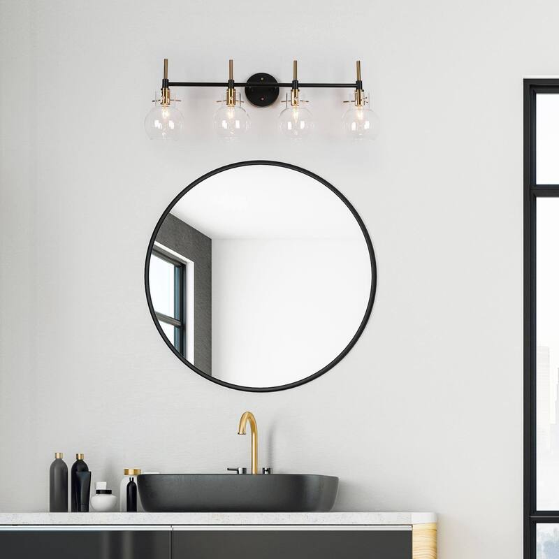 4-Light Black Gold Linear Modern Wall Sconce