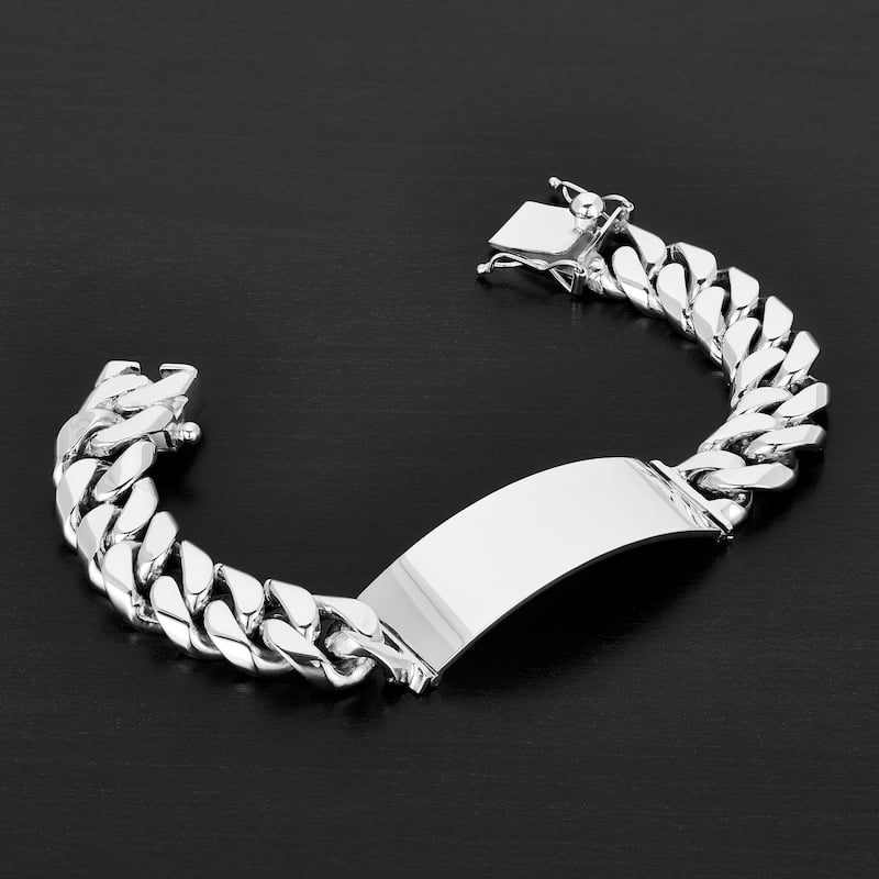 Sterling Silver 15 mm Cuban Link ID Bracelet by Roberto Martinez - 8.5 Inch