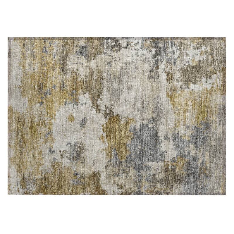 Machine Washable Indoor/Outdoor Abstract Blend Chantille Rug