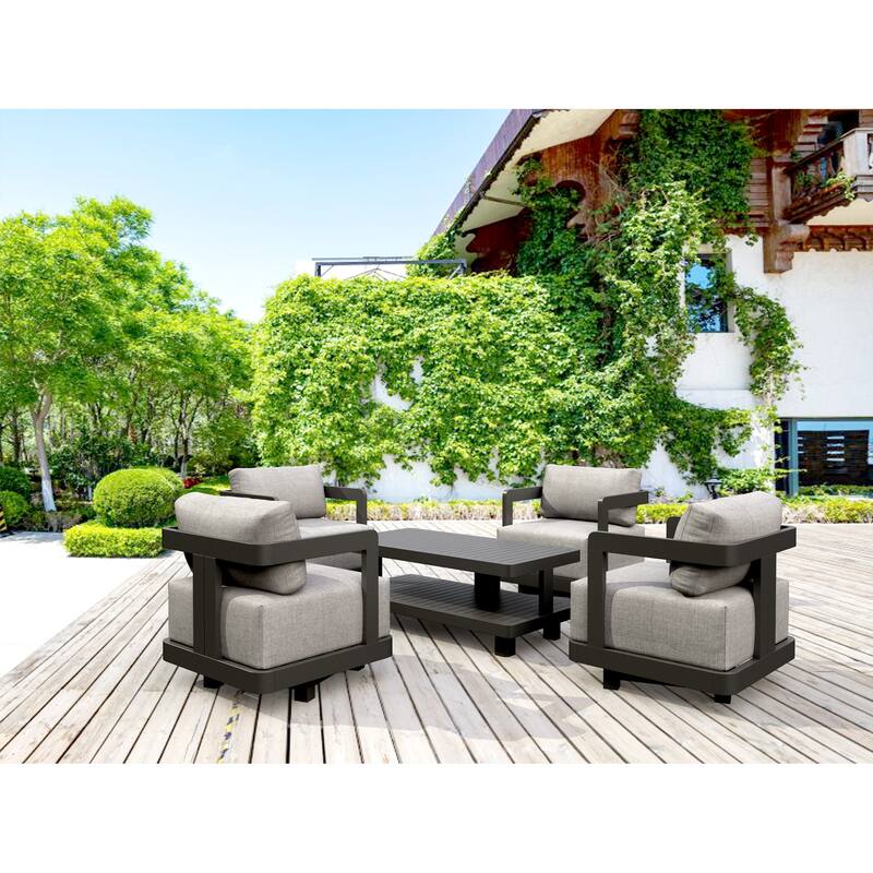 SET-904-AL 5-pc Granada Aluminum Deep Seating - Cast Slate