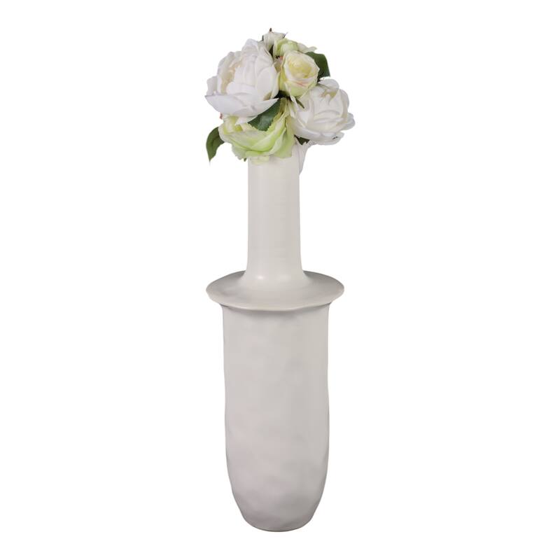 Decorative Vase - Ivory Ceramic Unique Flared Top