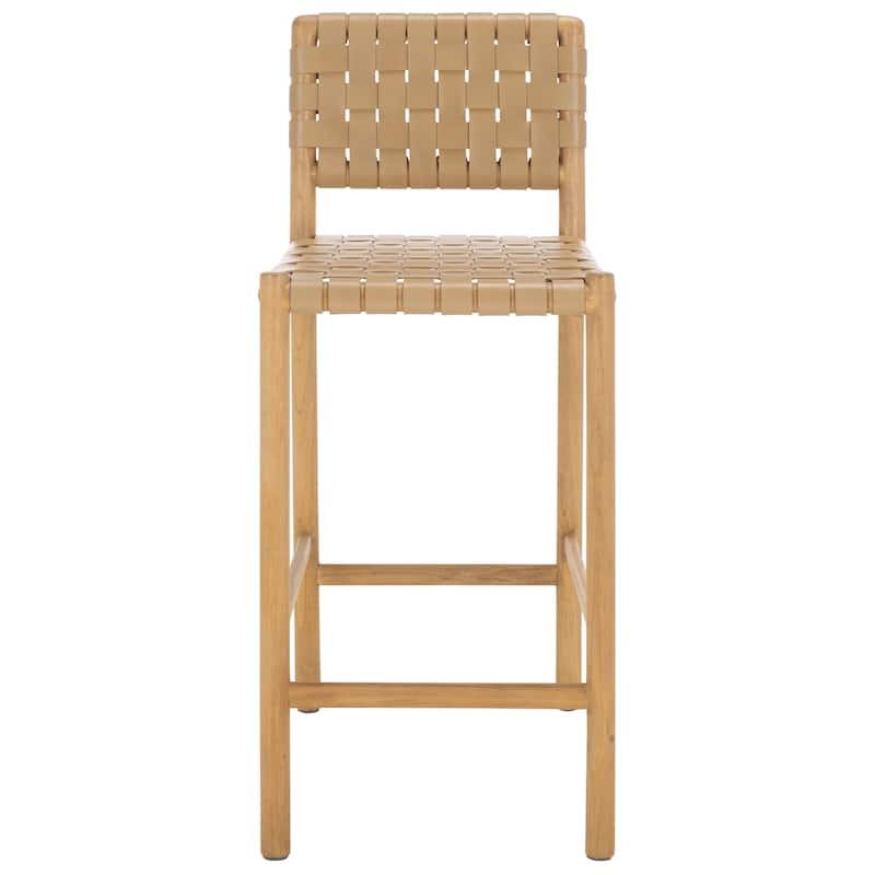 SAFAVIEH Couture Jeremiah Woven Leather 26-inch Counter Stool - 16"W x 19"D x 36"H