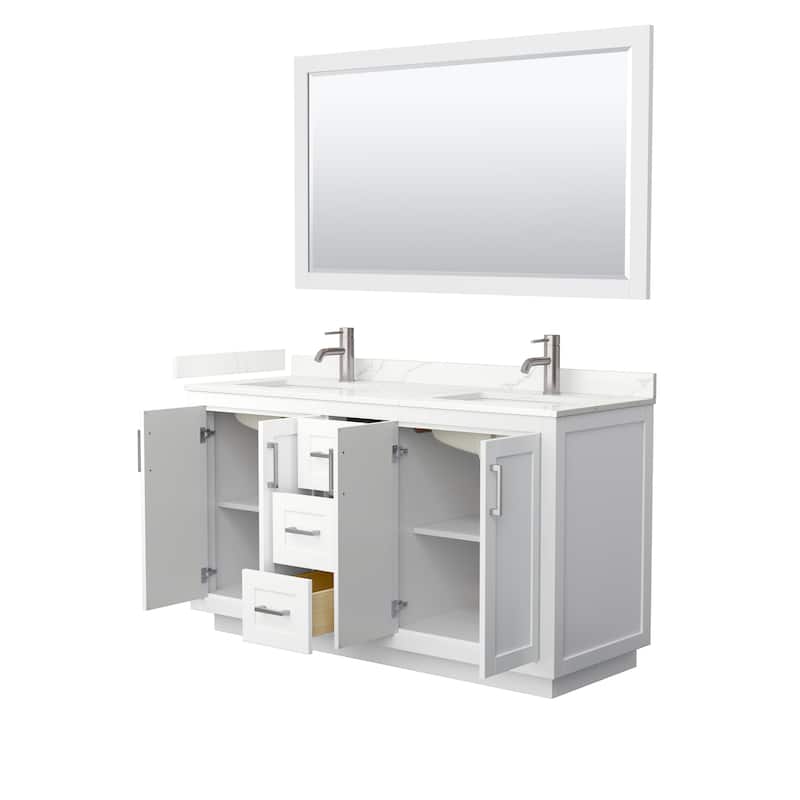 Miranda 60-inch Double Vanity, Quartz Top, 58-inch Mirror