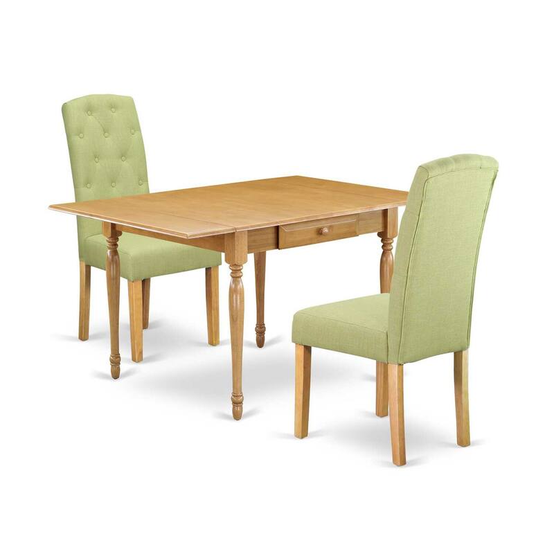 HomeStock 3-Piece Natural Brown Oak Finish Solid Wood Top With Dropleaf Dining Table Set