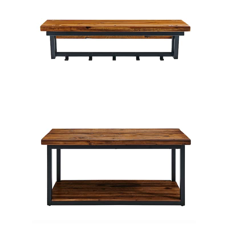 Carbon Loft Ciaravino 40-inch Rustic Wood Coat Hook and Bench Set