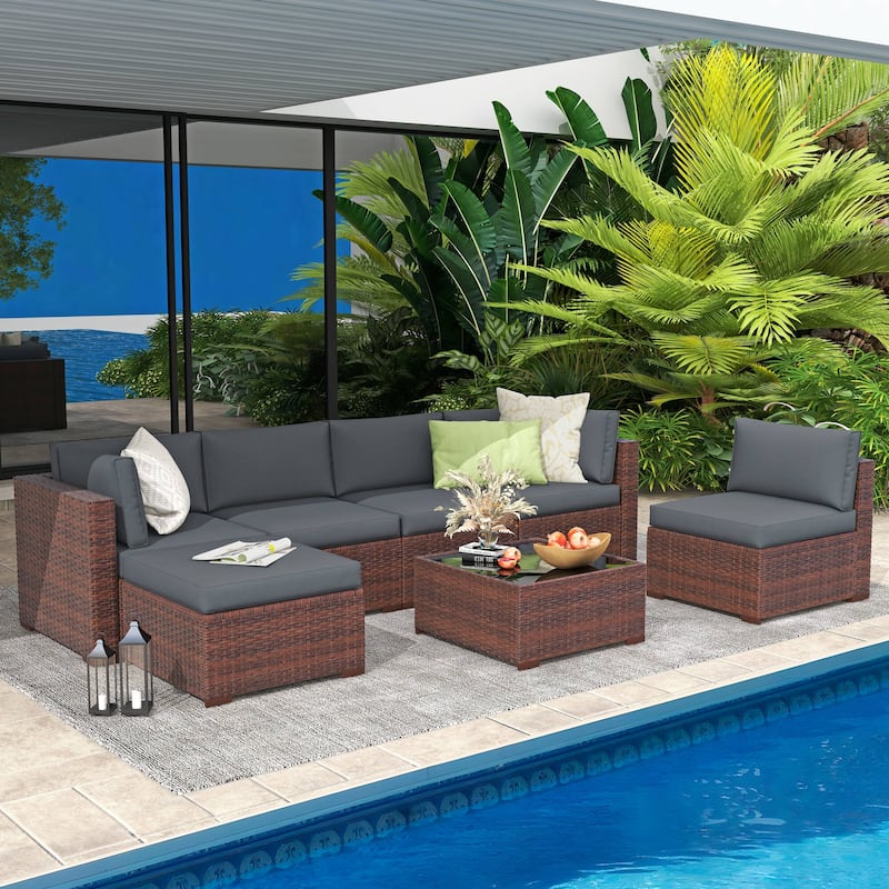 7-piece Wicker Sectional Sofa Set