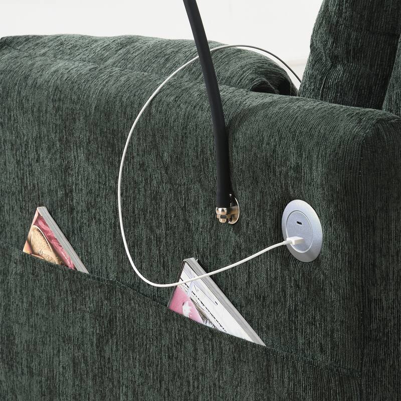 Roomfitters 96.5" L-Shaped Sectional Sofa with Storage Ottoman, Phone Holder, USB Charging, Deep Seat Chenille Couch