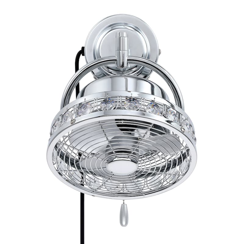 10" Modern Black Wall-Mount AC Fan with 3-Speed Pull Chain Controller