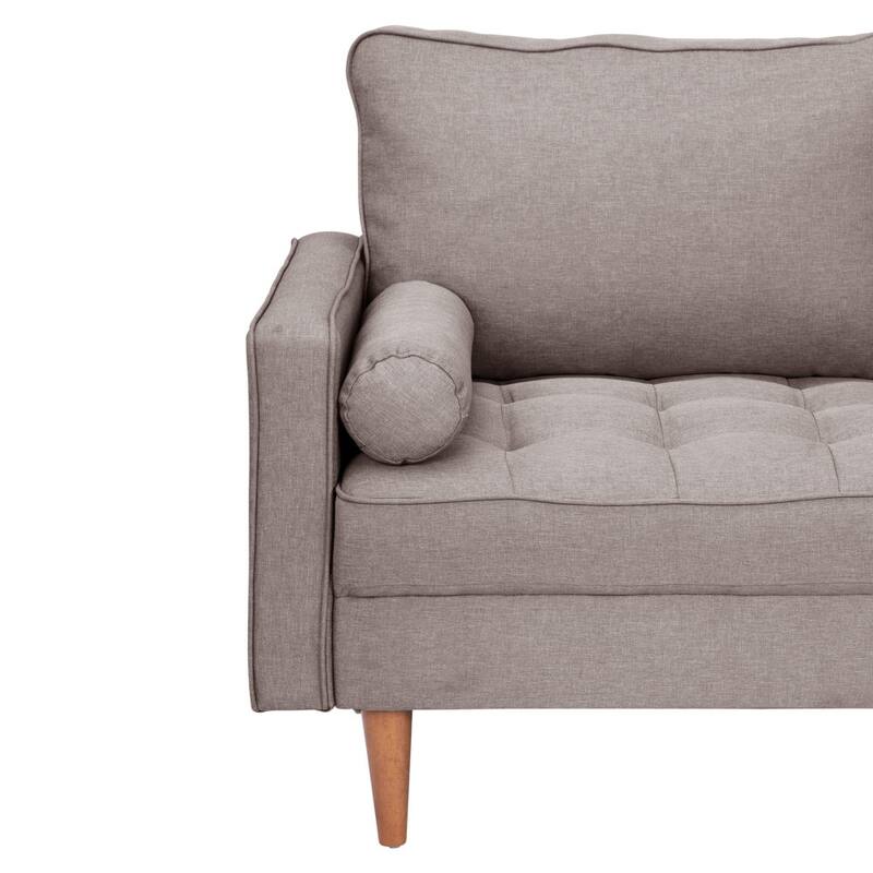 Compact Upholstered Tufted Loveseat with Wooden Legs