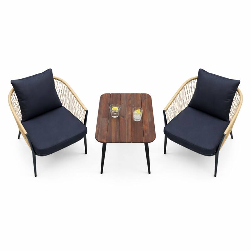 Resin Wicker Conversation 3 Pc. Set with Cushions