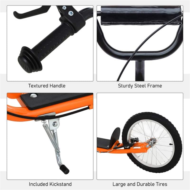 Children’s Ride-On Scooter with Soft Grip Handlebar and Anti-Slip Foot Deck for Outdoor Use - 54.75"L x 22.75"W x 35.5"-37.75"H