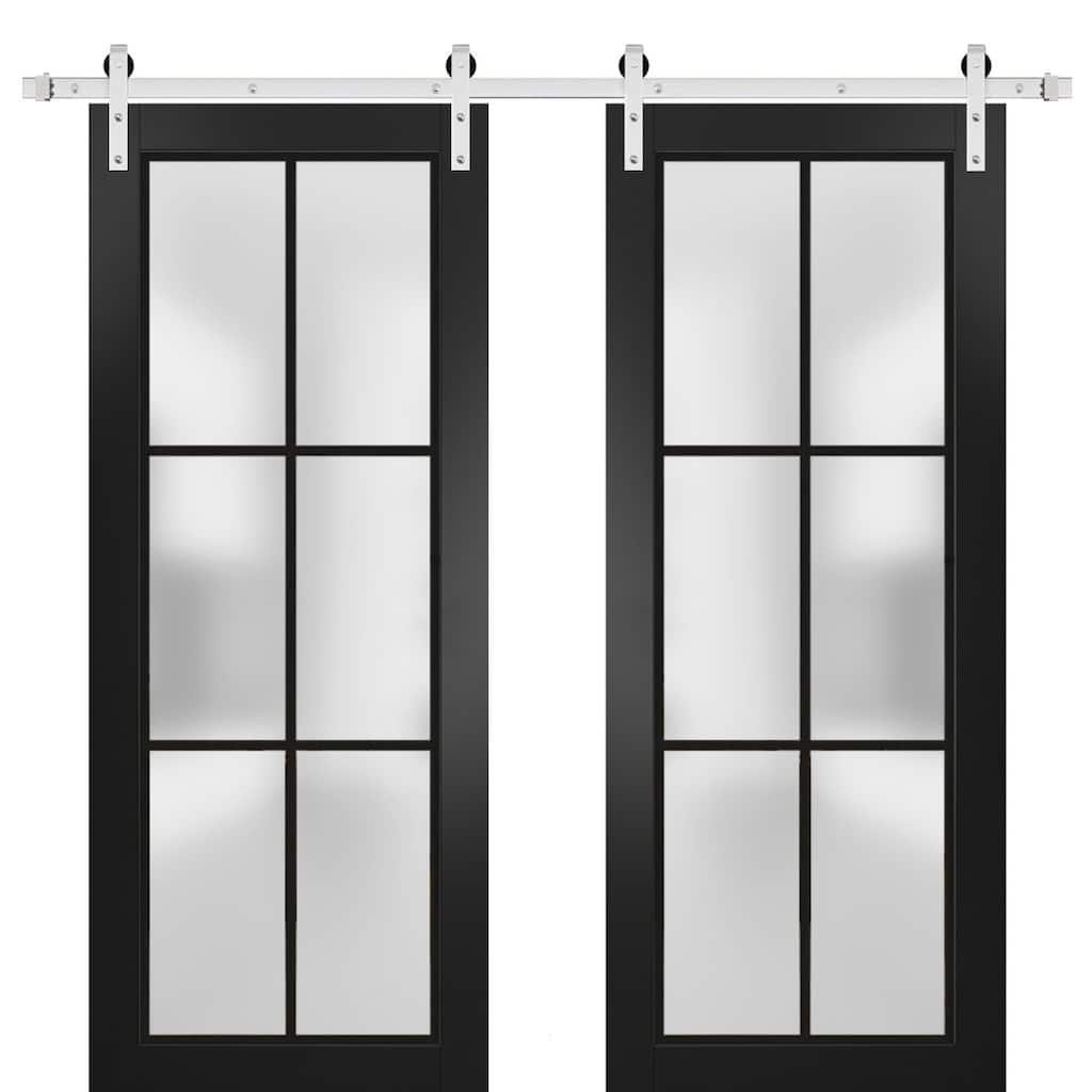 Sturdy Double Barn Door 36 x 80 Planum 2122 Matte Black 13FT
