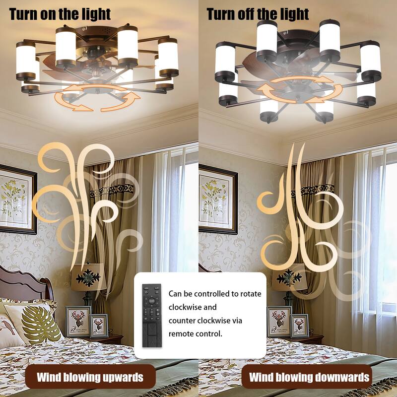 Ceiling Fan 21.7" with Dimmable Light DC Motor,6 Speeds Reversible with Remote Control Flush Mount Low Profile with 5 Blade
