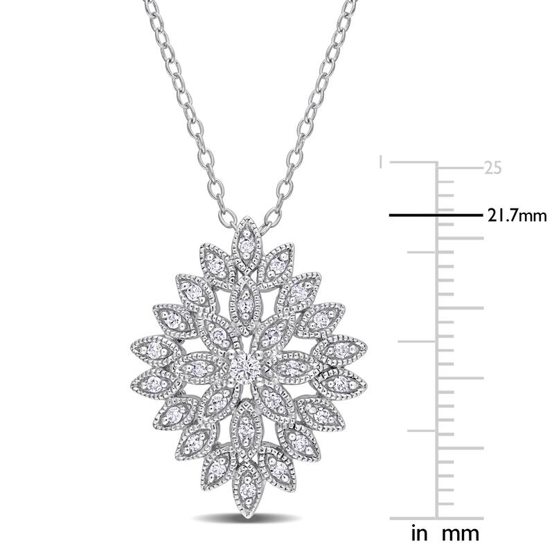 Miadora 1/4ct TDW Diamond Cluster Marquise Floral Necklace in Sterling Silver