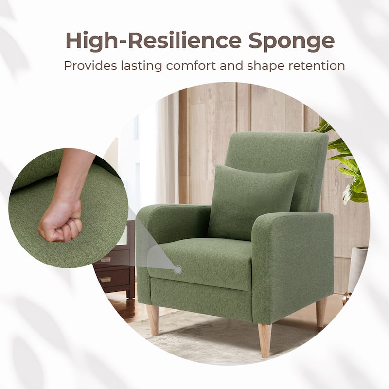 RENEWLINE Modern Accent Chair with Pillow & Walnut Legs - Lounge Seat for Living Room, Compact Design