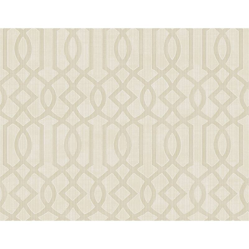 Seabrook Designs Gretel Geometric Lattice Unpasted Wallpaper - 27 in. W x 27 ft. L - Metallic Linen & Tan