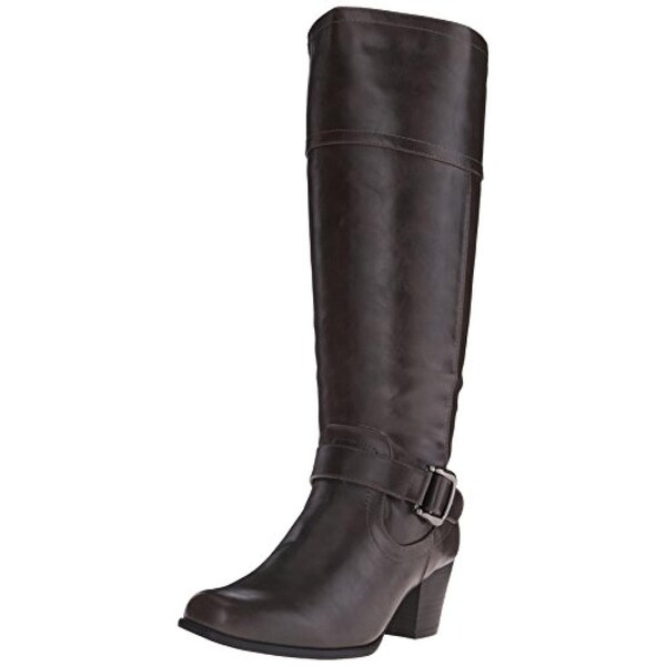 Andrew Geller Womens Haela Mid-Calf Boots Faux Leather Belted