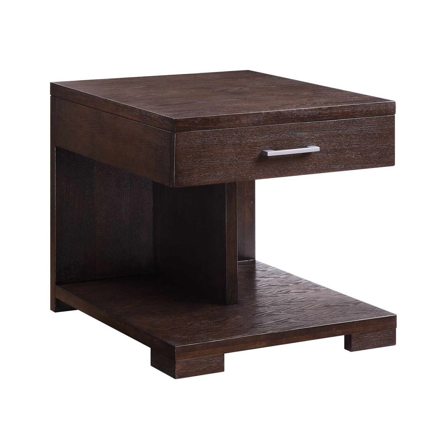 24 in. Brown Rectangle Wood End Table with Storage Drawer for Convenience