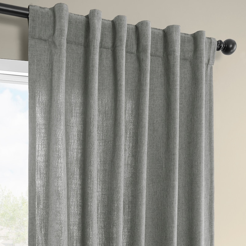Exclusive Fabrics Basic Faux Linen Curtain Pair - 2 Panels - Light Filtering Window Curtains