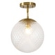 preview thumbnail 8 of 9, Rennnsan 1-Light Modern Clear Grid Glass Semi Flush Mount Ceiling Light for Bedroom and Hallway - 9.8" W x 15" H