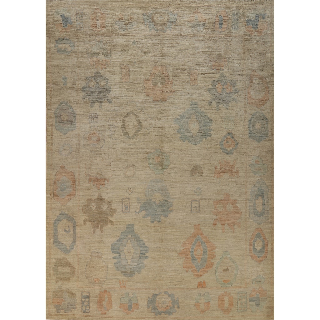 Oushak Turkish Area Rug Handmade Vegetable Dye Wool Carpet - 9'0"x 11'11"