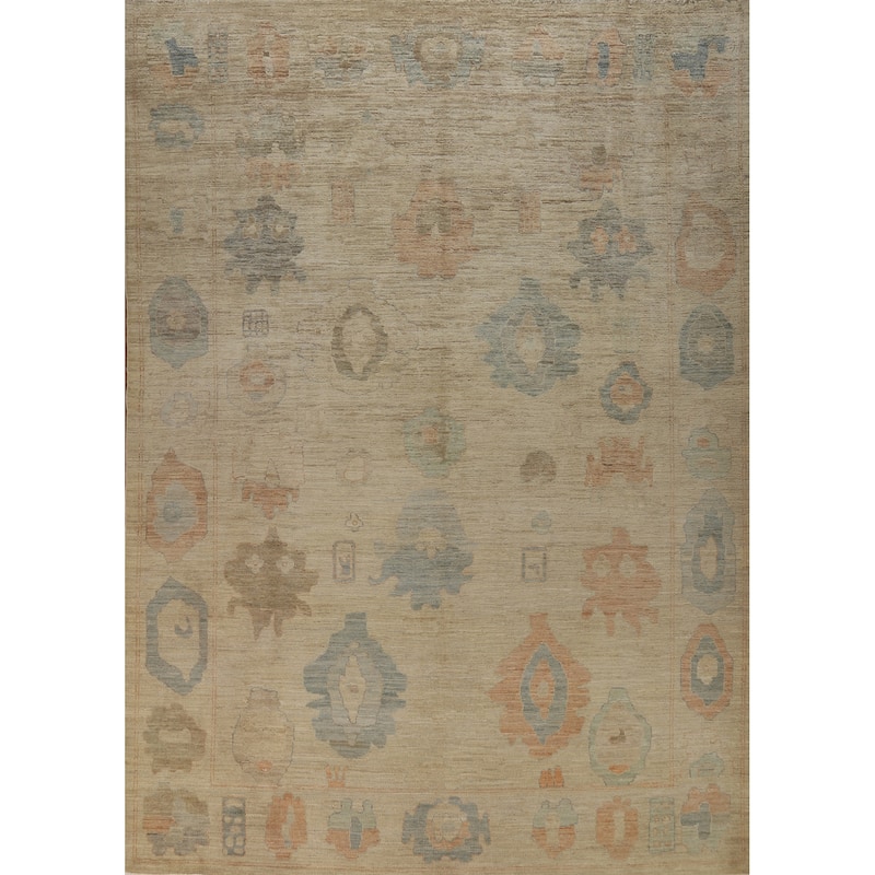 Oushak Turkish Area Rug Handmade Vegetable Dye Wool Carpet - 9'0"x 11'11"