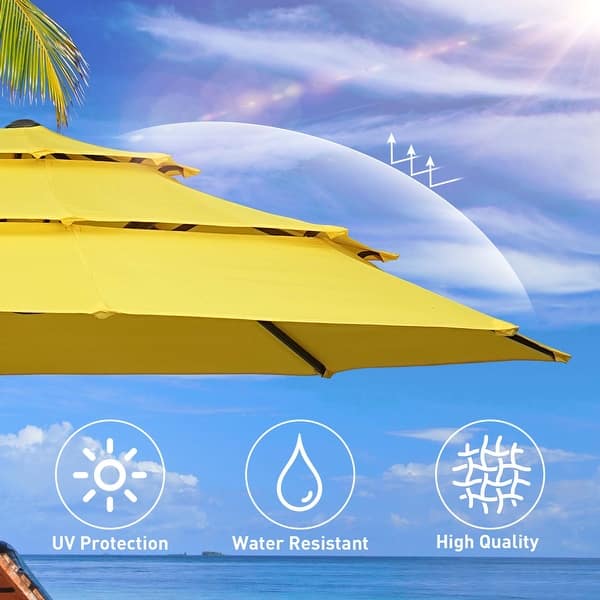 are tier patio umbrellas wind resistant Autlaycil 15ft Outdoor Patio Umbrellas，3 Tier Vented and Large Market Table  Umbrella