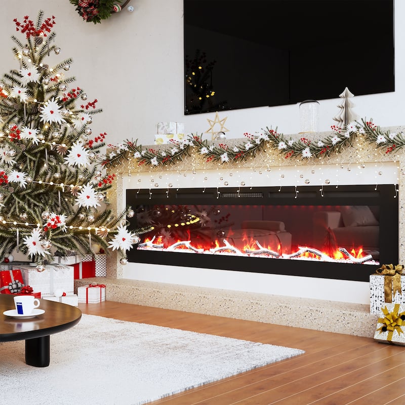 Clihome 42-72 inch Wall-mounted w/ RC (1500W) Electric Fireplace - 72 in.