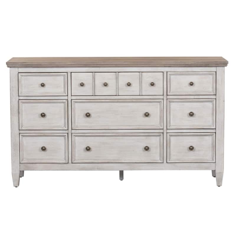 Heartland Antique White and Tobacco 9 Drawer Dresser