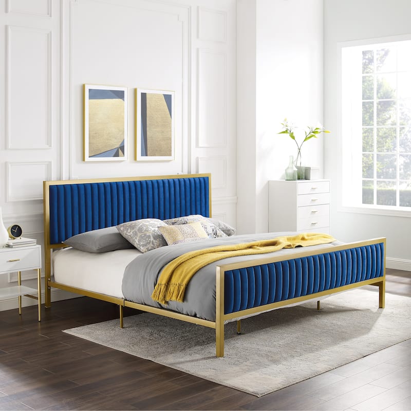 Corvus Velvet Platform Bed
