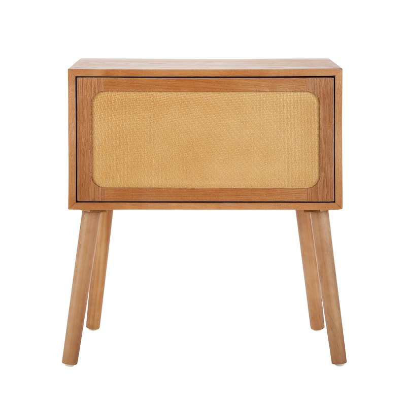 Christopher Knight Home - Araminta Rattan-Panel Nightstand in MDF with Layered Flip Storage