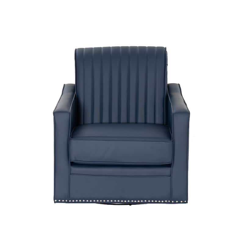 Linon Carlota Faux Leather 360 Swivel Accent Chair
