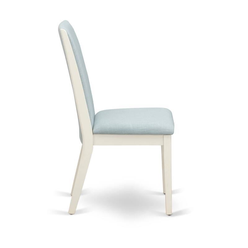 East West Furniture Lancy Parson Chairs - Linen Fabric Padded Dining Chairs, Set of 2, (Finish Options)