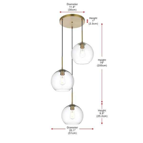 Elegant Lighting Baxter 3 Light 20" Wide Multi Light Pendant with