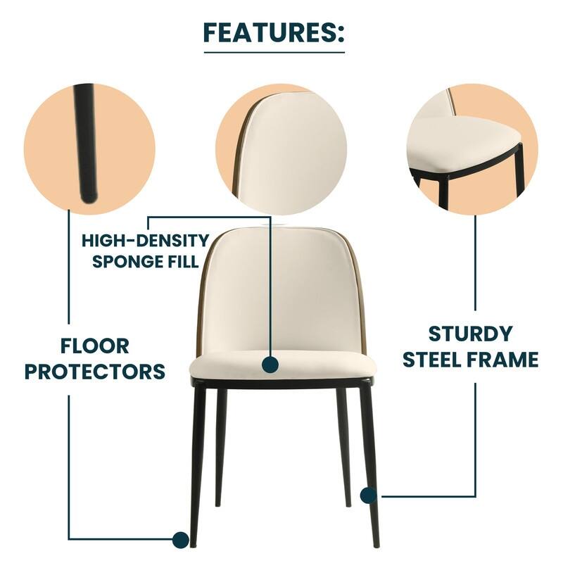 Dining Chair with Upholstered Seat Side Chair with MDF Wood Frame in Steel Set of 4