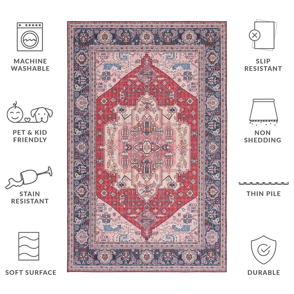 SAFAVIEH Tucson Machine Washable Slip Resistant Nevada Traditional Rug