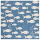 SAFAVIEH Courtyard Illa Indoor/ Outdoor Waterproof Patio Backyard Rug - 6'7" x 6'7" Square - Blue/Beige