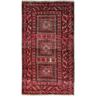 Shahbanu Rugs Tractor Red Vintage Persian Baluch Cropped Thin Hand ...
