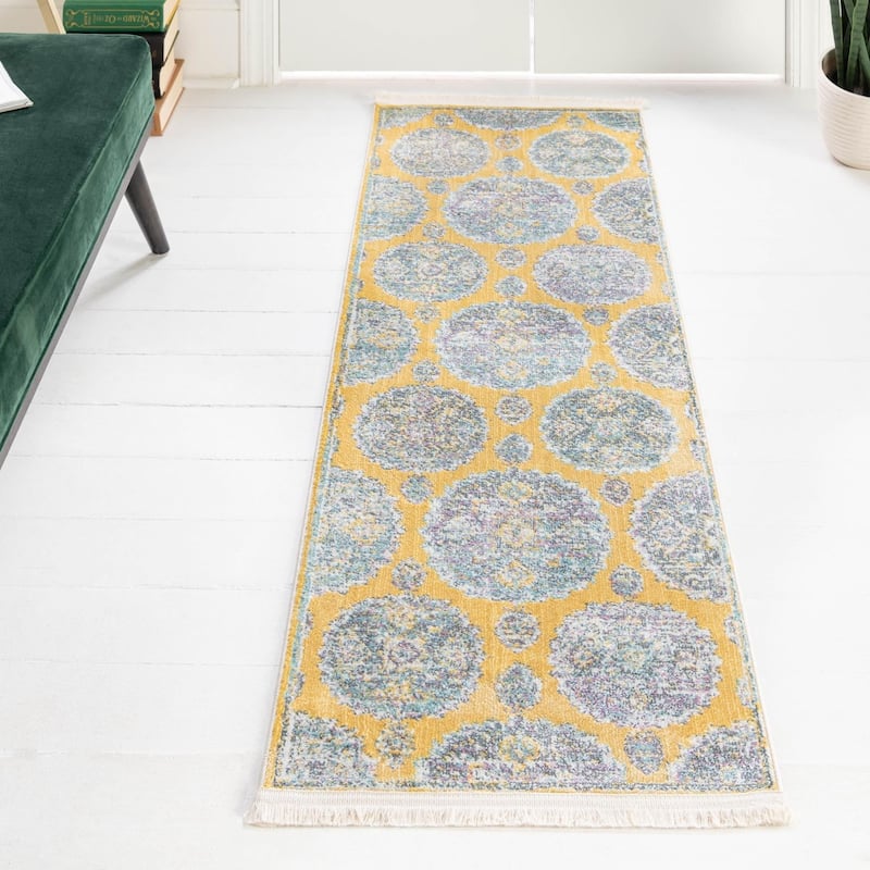 Transitional Laka Collection Area Rug - Yellow - 2'7"x12'