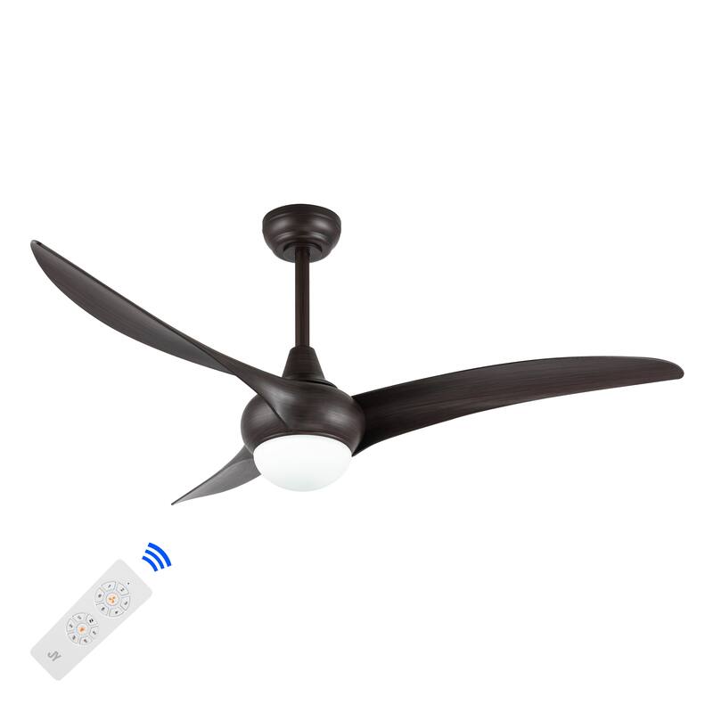 Raffles 52" 1-Light Vintage Iron/Plastic Mobile-App/Remote-Controlled 6-Speed Retro Swirl LED Ceiling Fan, by JONATHAN Y