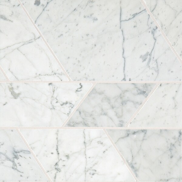 Daltile MMODERNMSL Marble Collection - Random Trapezoid Mosaic Wall & Floor Tile - Polished Marble Visual - Carrara White