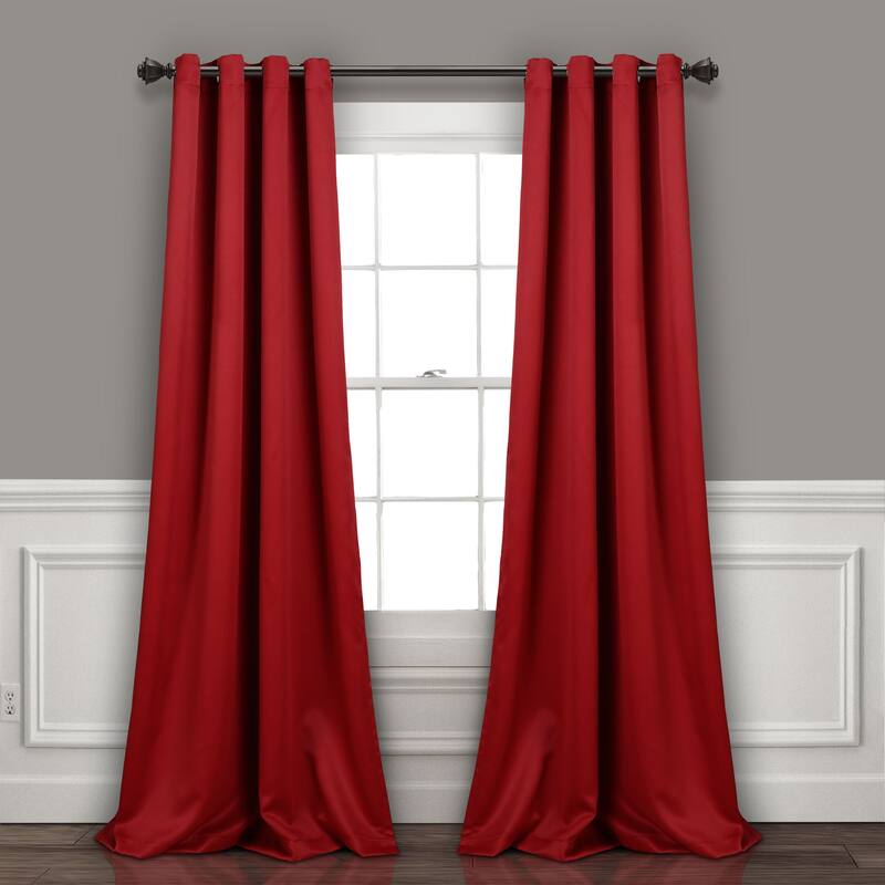 Lush Decor Insulated Grommet Blackout Linen Window Curtain Panel Single - Red - 108" x 52"