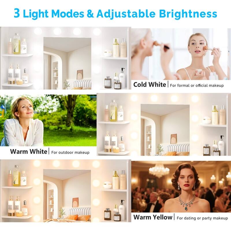 Particle Board Veneered 6-drawer 3-compartment Double-layer Side Rack, Side Panel Storage Style Dressing Table - N/A