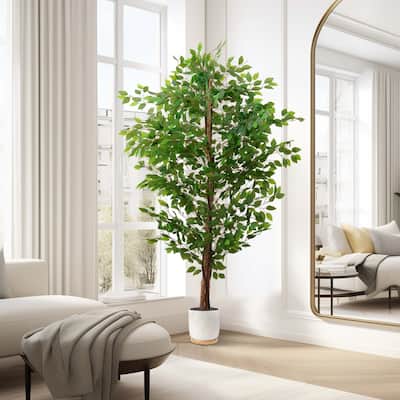 6ft Artificial Potted Banyan Tree, Home Office Living Room Decor Ficus