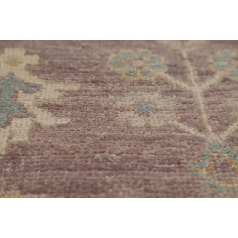 Hand Knotted Oriental 100% Wool Carpet Transitional All-Over Greys & Charcoal Oushak Runner Rug - 13' 1'' X 2' 10''