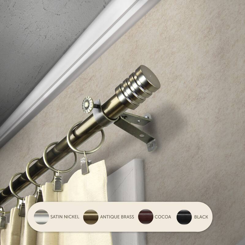 InStyleDesign Don Adjustable Telescoping Steel Curtain Rod - 28 to 48 inches - Antique Brass