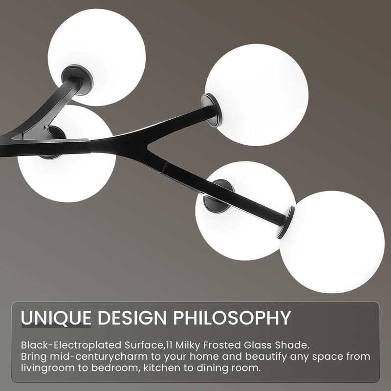 Dimmable Modern Chandelier for Dining Room with Frosted Glass Shade